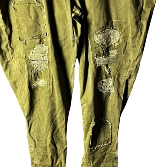 Lane Bryant Women's Size 24 Green Jeans With Distressed Patchwork Design - Picture 10 of 12
